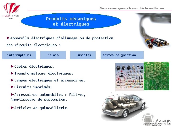 Vous accompagne sur les marchés internationaux Produits mécaniques et électriques ►Appareils électriques d’allumage ou