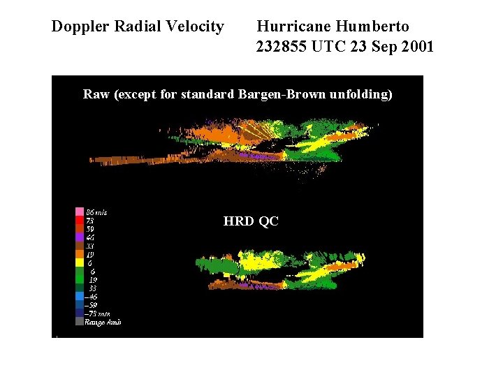 Doppler Radial Velocity Hurricane Humberto 232855 UTC 23 Sep 2001 Raw (except for standard