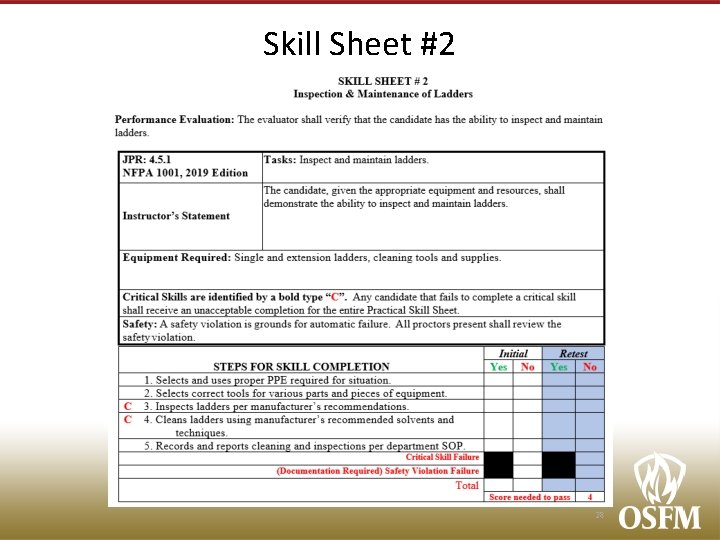 Skill Sheet #2 28 