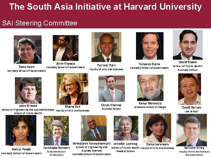 The South Asia Initiative at Harvard University SAI Steering Committee Tony Saich Asim Khawja