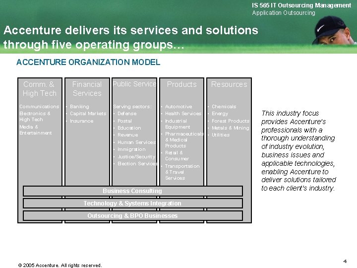 IS 565 IT Outsourcing Management Application Outsourcing Accenture delivers its services and solutions through