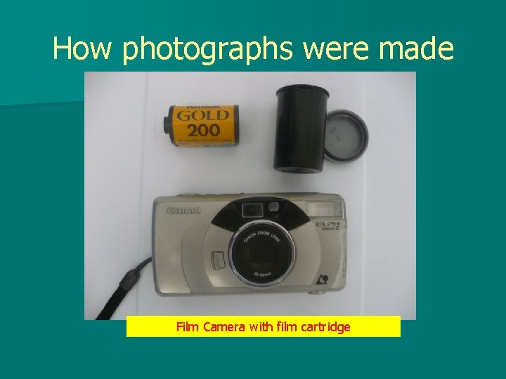 How photographs were made Film Camera with film cartridge 