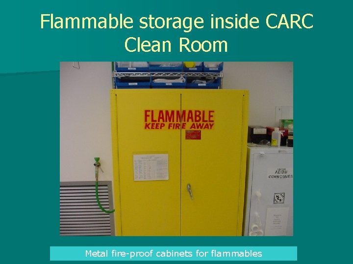 Flammable storage inside CARC Clean Room Metal fire-proof cabinets for flammables 