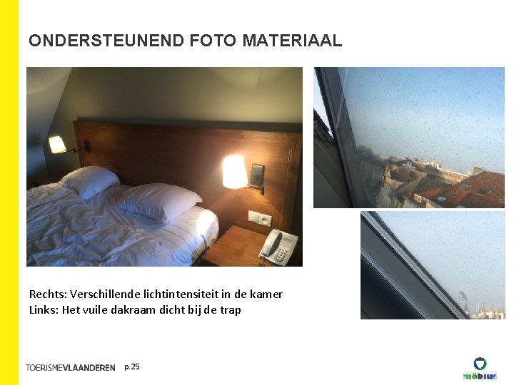 ONDERSTEUNEND FOTO MATERIAAL Rechts: Verschillende lichtintensiteit in de kamer Links: Het vuile dakraam dicht ONDERSTEUNEND FOTO MATERIAAL Rechts: Verschillende lichtintensiteit in de kamer Links: Het vuile dakraam dicht