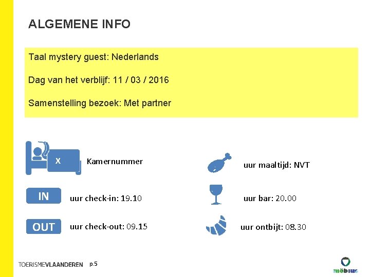 ALGEMENE INFO Taal mystery guest: Nederlands Dag van het verblijf: 11 / 03 / ALGEMENE INFO Taal mystery guest: Nederlands Dag van het verblijf: 11 / 03 /