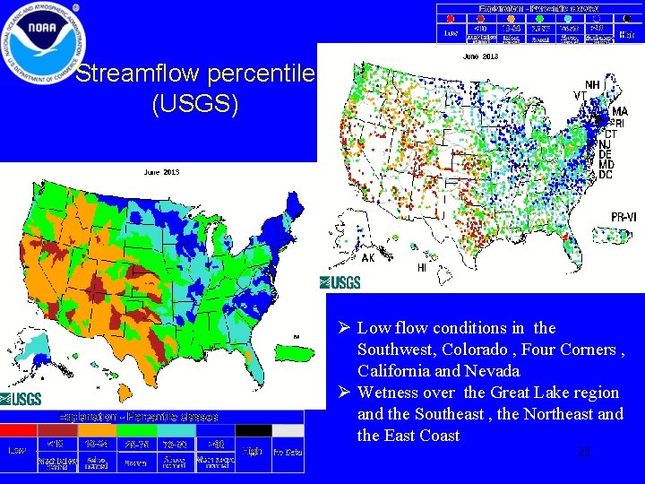 Streamflow percentile (USGS) Ø Low flow conditions in the Southwest, Colorado , Four Corners