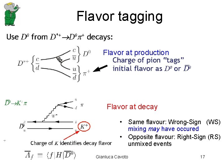 Flavor tagging Flavor at production Flavor at decay • Same flavour: Wrong-Sign (WS) mixing Flavor tagging Flavor at production Flavor at decay • Same flavour: Wrong-Sign (WS) mixing