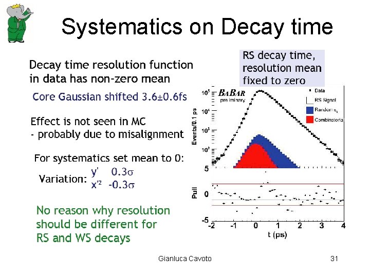 Systematics on Decay time Gianluca Cavoto 31 