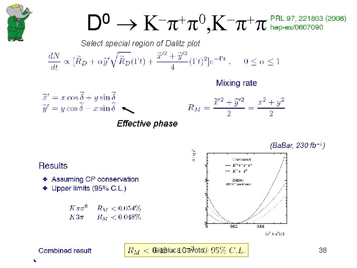 D 0 Select special region of Dalitz plot Effective phase Gianluca Cavoto 38 