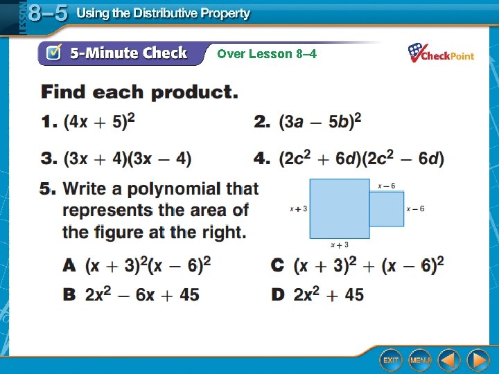 Over Lesson 8– 4 