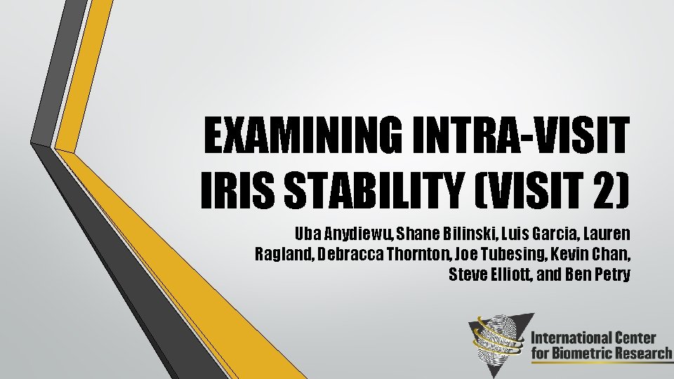 EXAMINING INTRA-VISIT IRIS STABILITY (VISIT 2) Uba Anydiewu, Shane Bilinski, Luis Garcia, Lauren Ragland,
