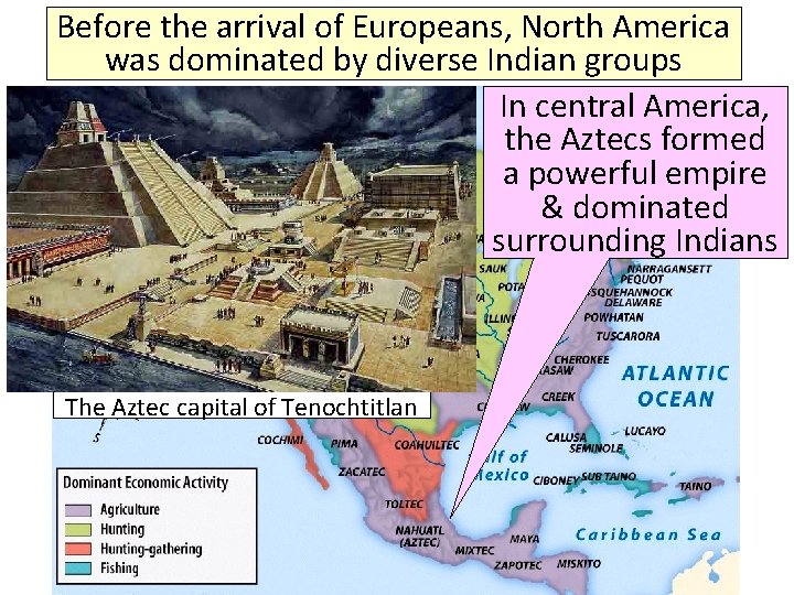 Before the arrival of Europeans, North America was dominated by diverse Indian groups In