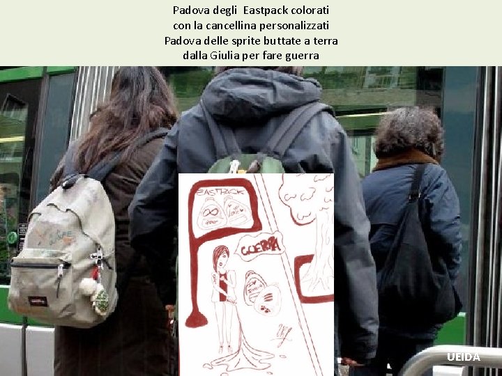 Padova degli Eastpack colorati con la cancellina personalizzati Padova delle sprite buttate a terra