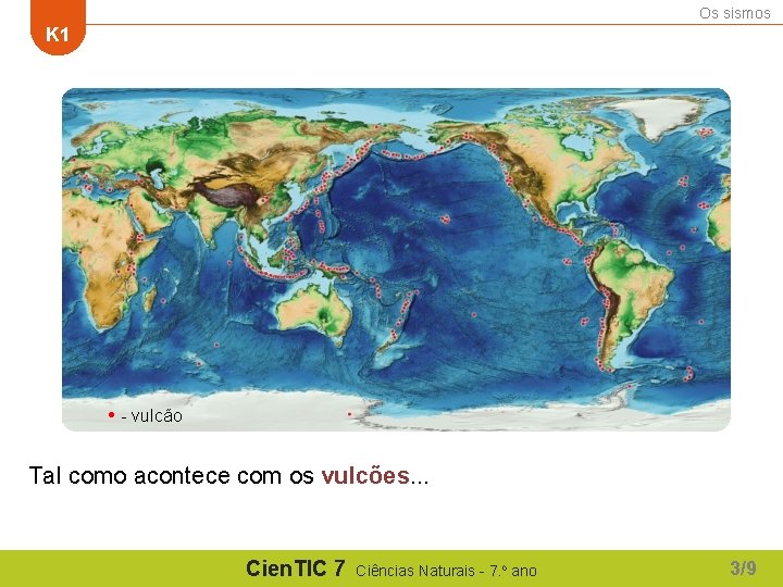 Os sismos K 1 - vulcão Tal como acontece com os vulcões. . .