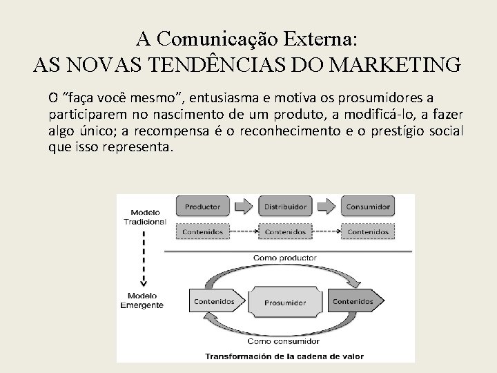 A Comunicação Externa: AS NOVAS TENDÊNCIAS DO MARKETING O “faça você mesmo”, entusiasma e