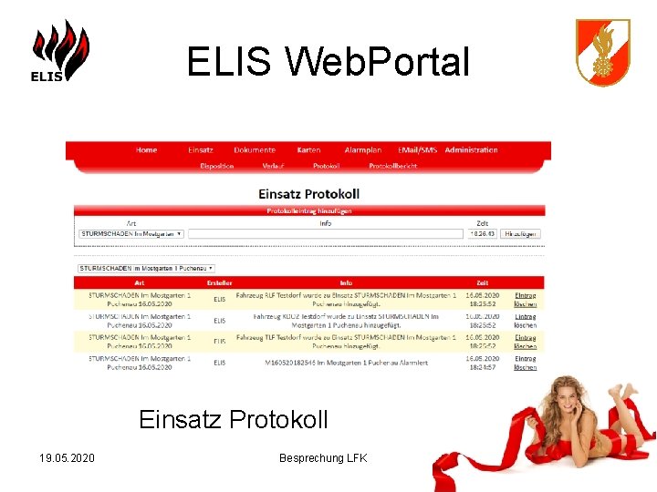 ELIS Web. Portal Einsatz Protokoll 19. 05. 2020 Besprechung LFK 