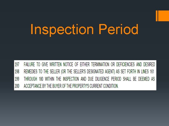 Inspection Period Inspection Period