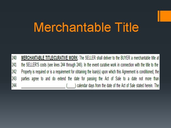 Merchantable Title 