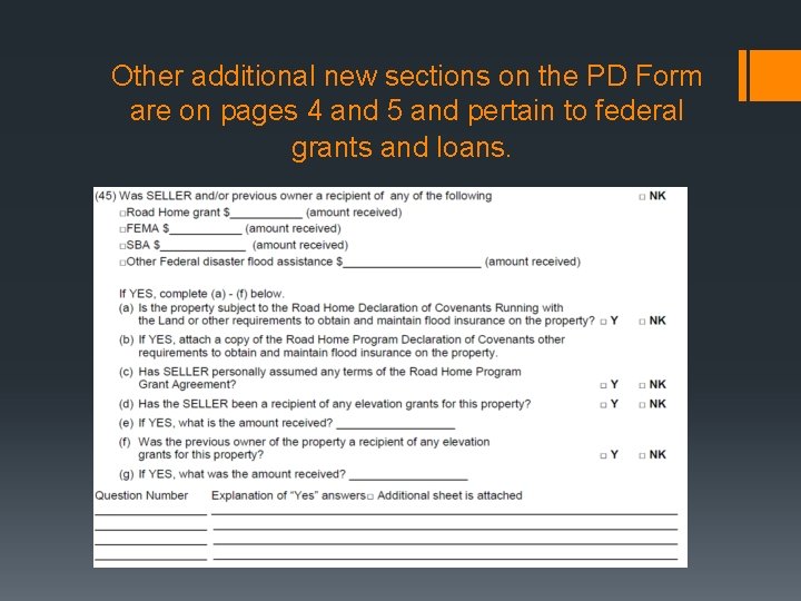 Other additional new sections on the PD Form are on pages 4 and 5