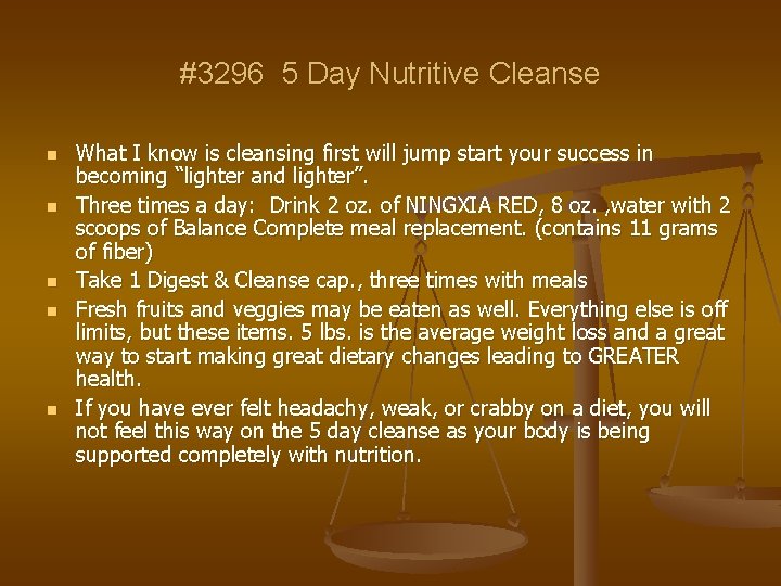 #3296 5 Day Nutritive Cleanse n n n What I know is cleansing first