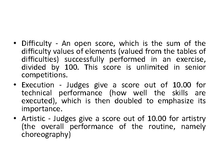  • Difficulty - An open score, which is the sum of the difficulty