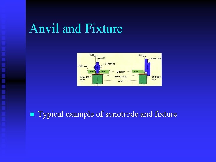 Anvil and Fixture n Typical example of sonotrode and fixture 