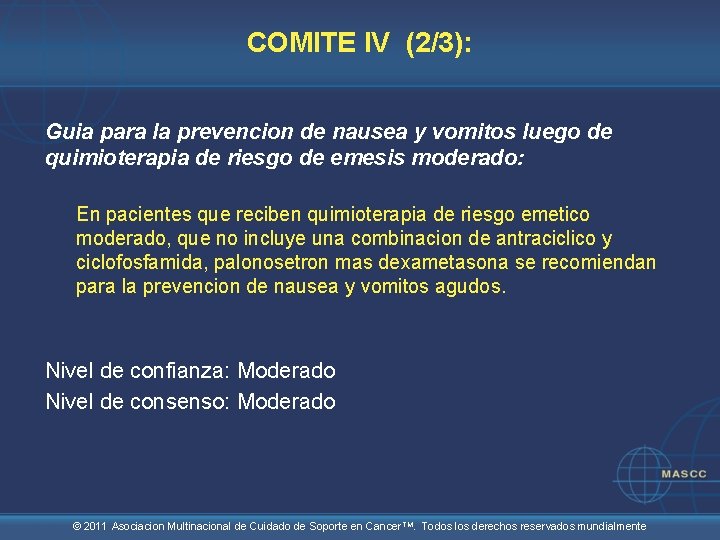 COMITE IV (2/3): Guia para la prevencion de nausea y vomitos luego de quimioterapia