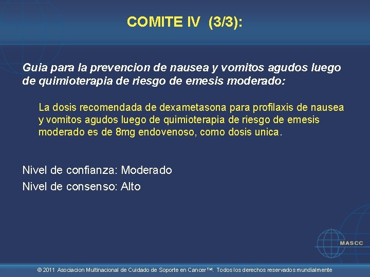 COMITE IV (3/3): Guia para la prevencion de nausea y vomitos agudos luego de