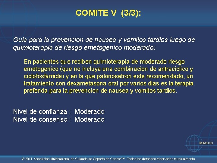 COMITE V (3/3): Guia para la prevencion de nausea y vomitos tardios luego de