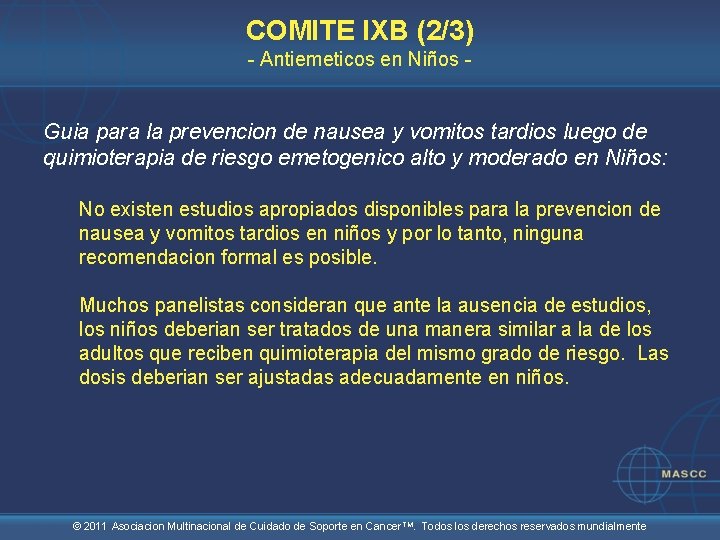 COMITE IXB (2/3) - Antiemeticos en Niños - Guia para la prevencion de nausea