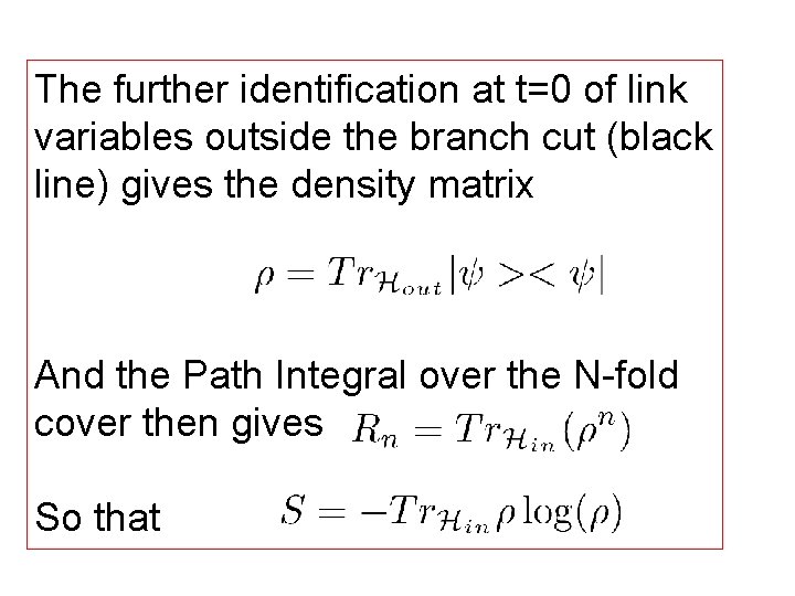 The further identification at t=0 of link variables outside the branch cut (black line)