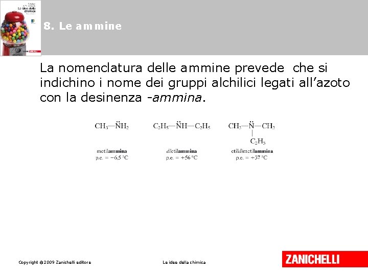 8. Le ammine La nomenclatura delle ammine prevede che si indichino i nome dei 8. Le ammine La nomenclatura delle ammine prevede che si indichino i nome dei