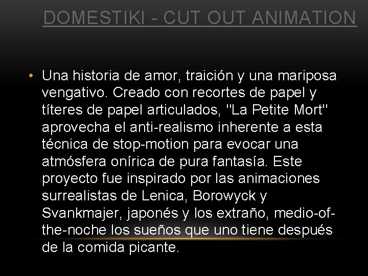 DOMESTIKI - CUT OUT ANIMATION • Una historia de amor, traición y una mariposa