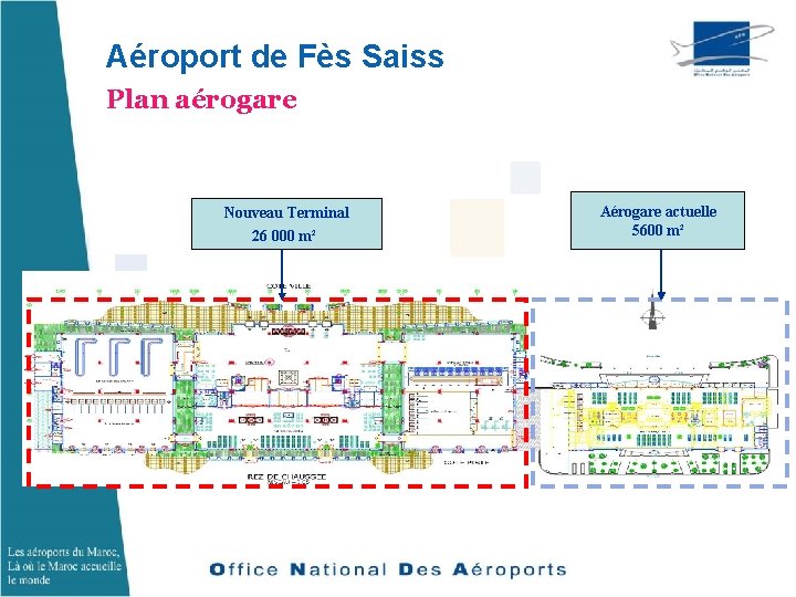 Aéroport de Fès Saiss Plan aérogare Aérogare actuelle 5600 m² Nouveau Terminal 26 000