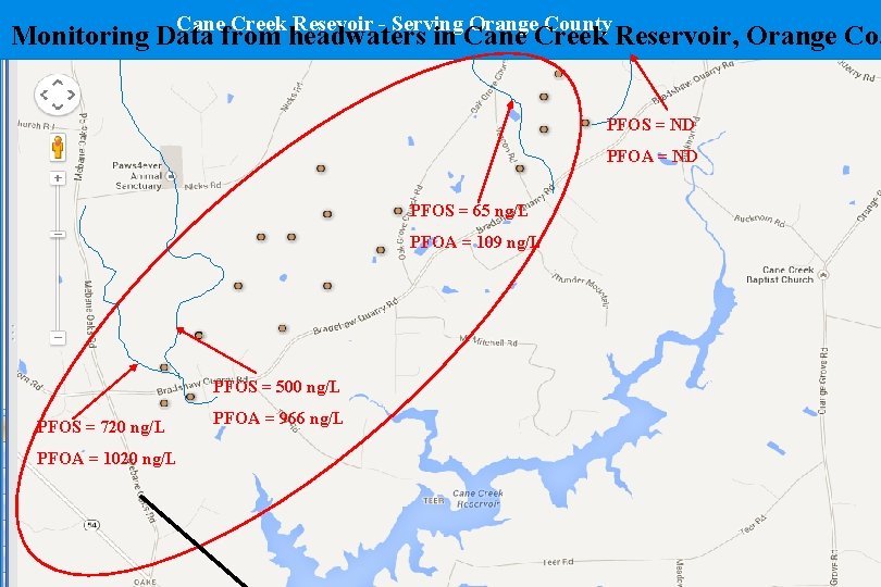 Cane Creek Resevoir - Serving Orange County Monitoring Data from headwaters in Cane Creek