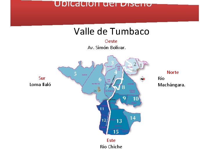 Ubicación del Diseño Valle de Tumbaco Oeste Av. Simón Bolivar. Norte Sur Loma Ilaló