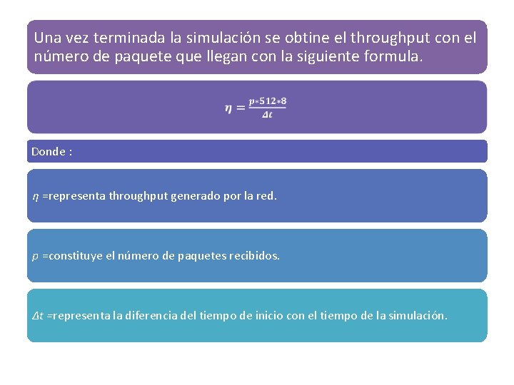 Una vez terminada la simulación se obtine el throughput con el número de paquete