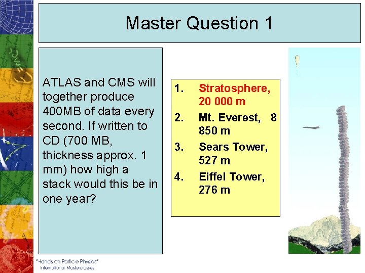 Master Question 1 ATLAS and CMS will together produce 400 MB of data every