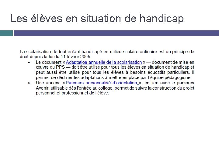 Les élèves en situation de handicap 