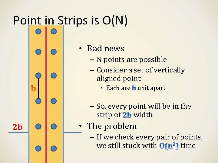 Point in Strips is O(N) • Bad news – N points are possible – Point in Strips is O(N) • Bad news – N points are possible –