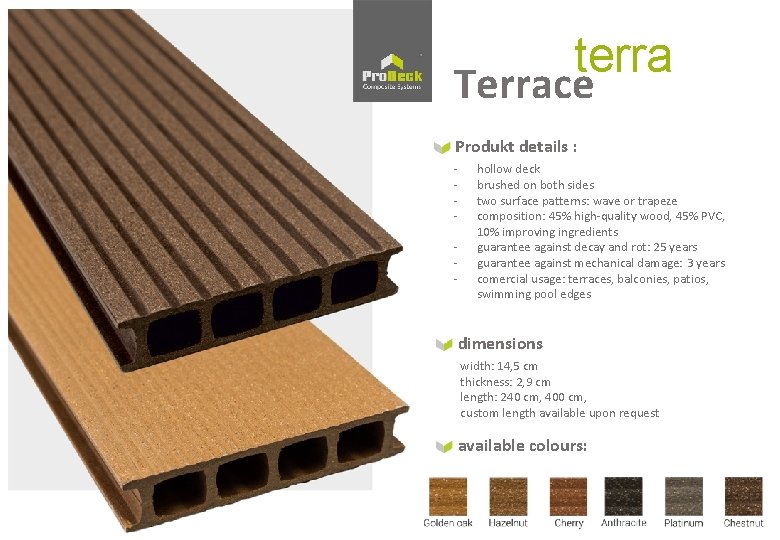 terra Terrace Produkt details : - hollow deck brushed on both sides two surface terra Terrace Produkt details : - hollow deck brushed on both sides two surface