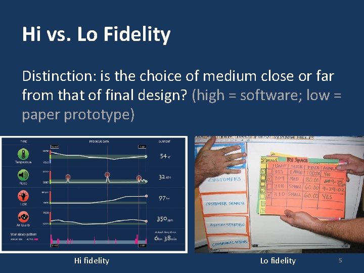 Hi vs. Lo Fidelity Distinction: is the choice of medium close or far from