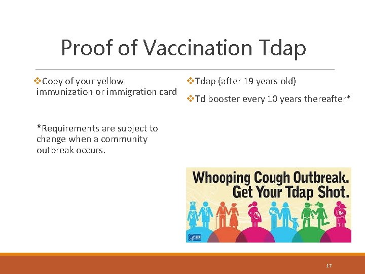 Proof of Vaccination Tdap v. Copy of your yellow v. Tdap (after 19 years