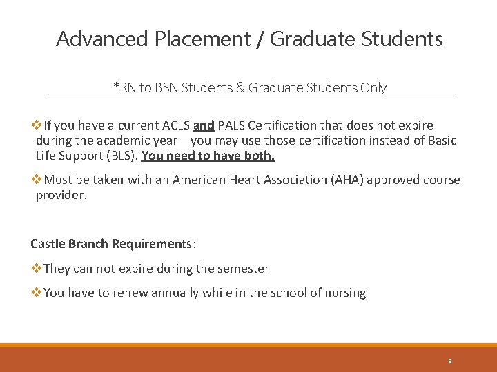 Advanced Placement / Graduate Students *RN to BSN Students & Graduate Students Only v.