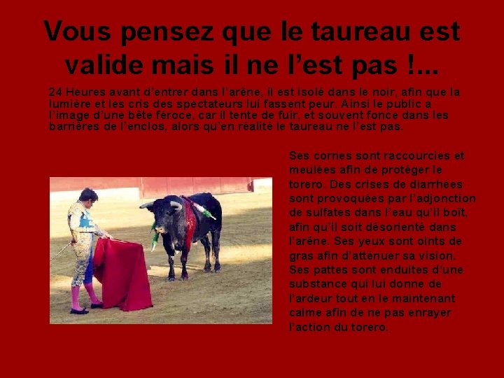 Vous pensez que le taureau est valide mais il ne l’est pas !. .