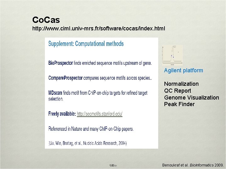 Co. Cas http: //www. ciml. univ-mrs. fr/software/cocas/index. html Agilent platform Normalization QC Report Genome