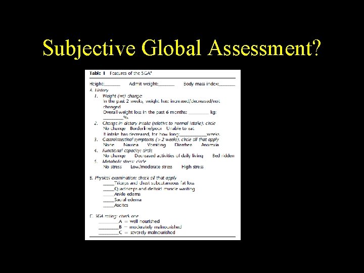 Subjective Global Assessment? 