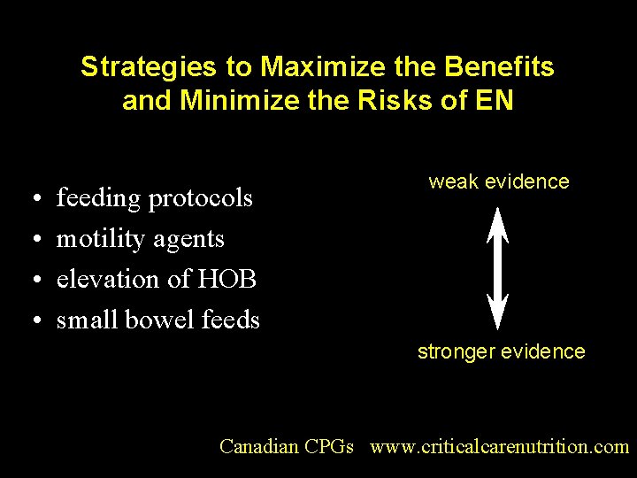 Strategies to Maximize the Benefits and Minimize the Risks of EN • • feeding