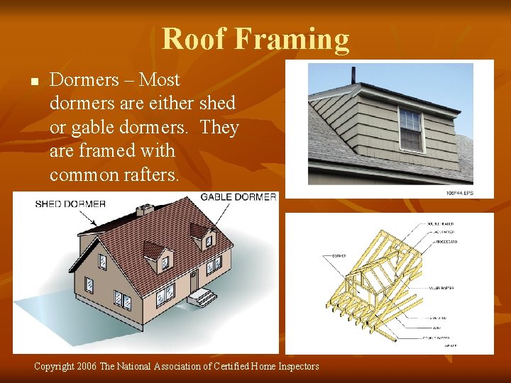 Roof Framing n Dormers – Most dormers are either shed or gable dormers. They