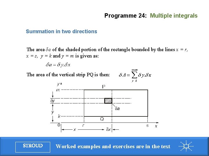 Programme 24: Multiple integrals Summation in two directions The area δa of the shaded